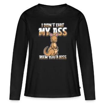 Jeux de mots kangourou - T-shirt manches longues Premium bio Femme - noir - Devant - Julia (174cm)