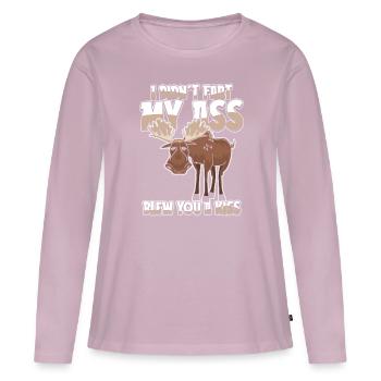 Elk drôle je n’ai pas pété mes fesses t’a soufflé un baiser - T-shirt manches longues Premium bio Femme - rose poudré - Devant - Julia (174cm)