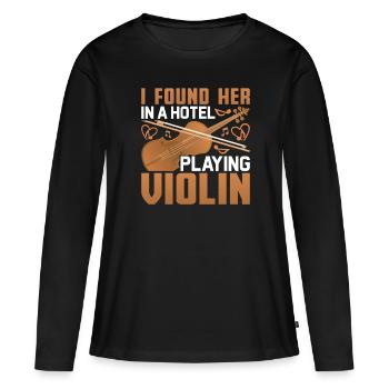 Ich fand sie in einem Hotel, als sie Geige - Frauen Premium Bio Langarmshirt - Schwarz - Vorne - Julia (174cm)