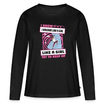 Bloc Bloc Filles - T-shirt manches longues Premium bio Femme - noir - Devant - Julia (174cm)