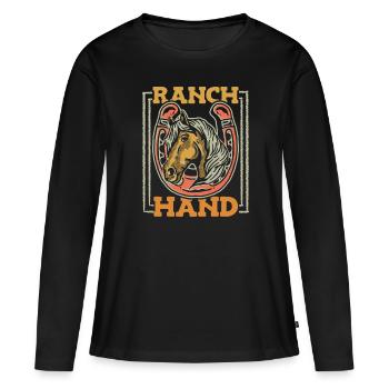 Rodeo Cowboy Ranch Cowboy - T-shirt manches longues Premium bio Femme - noir - Devant - Julia (174cm)