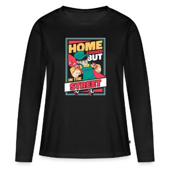 Cuisine de rue - T-shirt manches longues Premium bio Femme - noir - Devant - Julia (174cm)
