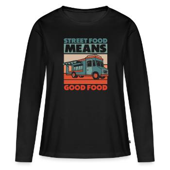 Street food - Women's Premium Organic Long Sleeve Shirt - black - Front - Julia (174cm)