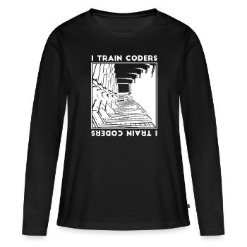 Entwickler Coder Programmierer Rechner - Frauen Premium Bio Langarmshirt - Schwarz - Vorne - Julia (174cm)