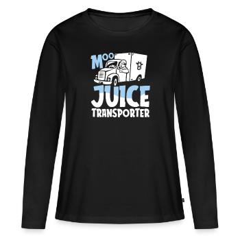 Lait de vache Drôle de wagon de lait - T-shirt manches longues Premium bio Femme - noir - Devant - Julia (174cm)