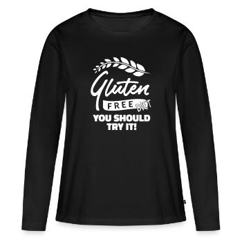 Blé sans gluten - T-shirt manches longues Premium bio Femme - noir - Devant - Julia (174cm)