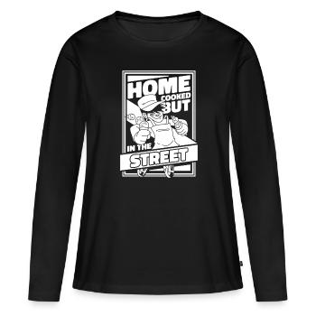 Cuisine de rue - T-shirt manches longues Premium bio Femme - noir - Devant - Julia (174cm)