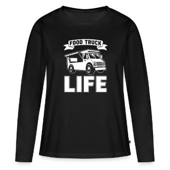 Cuisine de rue - T-shirt manches longues Premium bio Femme - noir - Devant - Julia (174cm)