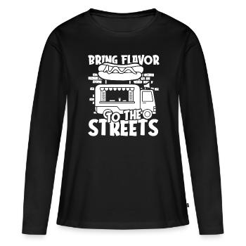 Cuisine de rue - T-shirt manches longues Premium bio Femme - noir - Devant - Julia (174cm)