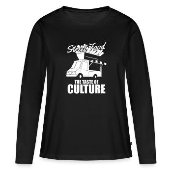 Cuisine de rue - T-shirt manches longues Premium bio Femme - noir - Devant - Julia (174cm)