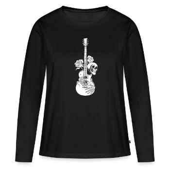 Guitare électrique crâne de guitare électrique - T-shirt manches longues Premium bio Femme - noir - Devant - Julia (174cm)