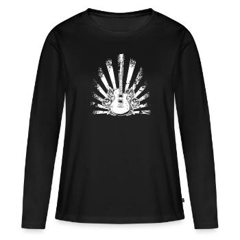 Guitare électrique fleurs de guitare électrique - T-shirt manches longues Premium bio Femme - noir - Devant - Julia (174cm)