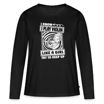 violin fiddle girl - Women's Premium Organic Long Sleeve Shirt - black - Front - Julia (174cm)