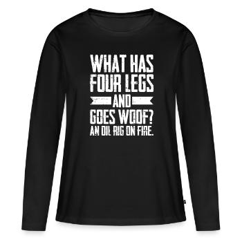 Humour sur les plates-formes pétrolières - T-shirt manches longues Premium bio Femme - noir - Devant - Julia (174cm)