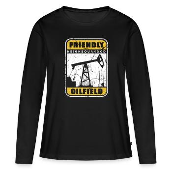 Humour sur les plates-formes pétrolières - T-shirt manches longues Premium bio Femme - noir - Devant - Julia (174cm)