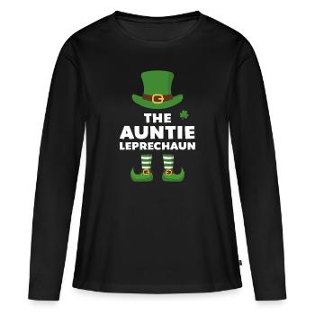 Die Tante Leprechaun - Frauen Premium Bio Langarmshirt - Schwarz - Vorne - Julia (174cm)