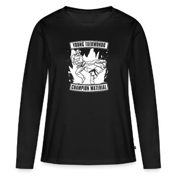 Taekwondo Père Taekwondo - T-shirt manches longues Premium bio Femme - noir - Devant - Julia (174cm)