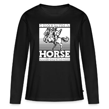 Cheval Humour Endurance Équitation - T-shirt manches longues Premium bio Femme - noir - Devant - Julia (174cm)