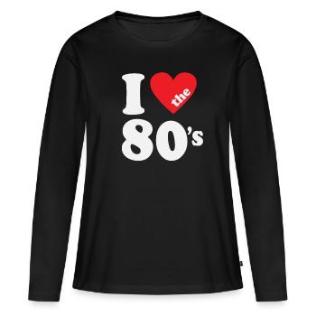 J’adore le carnaval rétro des années 80 Fête à thème des années 80 - T-shirt manches longues Premium bio Femme - noir - Devant - Julia (174cm)