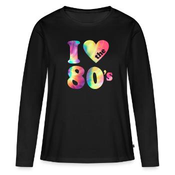 J’adore le carnaval rétro des années 80 Fête à thème des années 80 - T-shirt manches longues Premium bio Femme - noir - Devant - Julia (174cm)