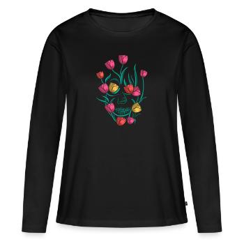 Tulipes Tulipes - T-shirt manches longues Premium bio Femme - noir - Devant - Julia (174cm)