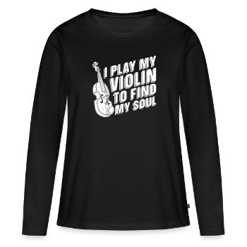 Violon Violon - T-shirt manches longues Premium bio Femme - noir - Devant - Julia (174cm)