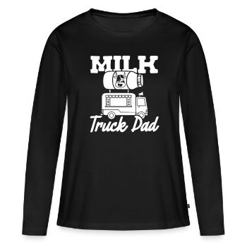 Lait de vache Wagon de lait de père - T-shirt manches longues Premium bio Femme - noir - Devant - Julia (174cm)
