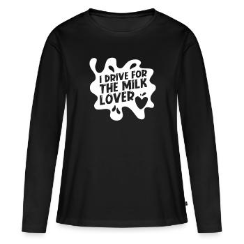Lait de vache Coeur Lait Wagon - T-shirt manches longues Premium bio Femme - noir - Devant - Julia (174cm)