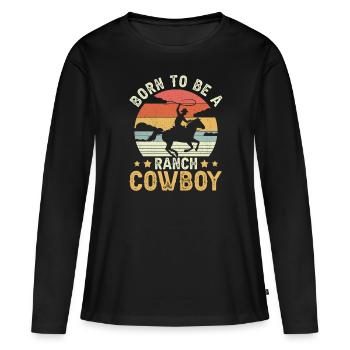 Rodeo Cowboy né Ranch Cowboy - T-shirt manches longues Premium bio Femme - noir - Devant - Julia (174cm)