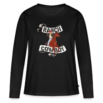 Rodeo Cowboy Lasso Ranch Cowboy - T-shirt manches longues Premium bio Femme - noir - Devant - Julia (174cm)