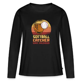 Softball - T-shirt manches longues Premium bio Femme - noir - Devant - Julia (174cm)