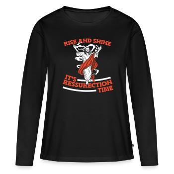 Christ Christianisme Résurrection - T-shirt manches longues Premium bio Femme - noir - Devant - Julia (174cm)