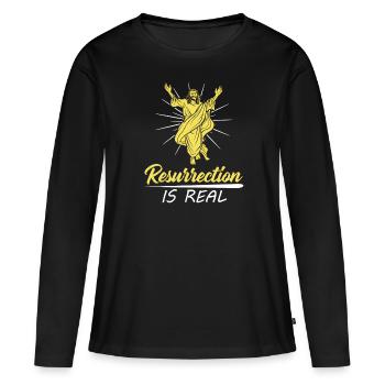 Christianisme chrétien Résurrection - T-shirt manches longues Premium bio Femme - noir - Devant - Julia (174cm)