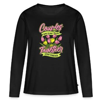 Paire de tulipes - T-shirt manches longues Premium bio Femme - noir - Devant - Julia (174cm)