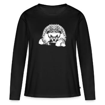 Stachelschwein Eichel - Frauen Premium Bio Langarmshirt - Schwarz - Vorne - Julia (174cm)