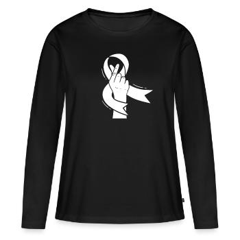Cancer du sein Main - T-shirt manches longues Premium bio Femme - noir - Devant - Julia (174cm)