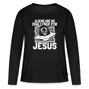 Christ Christianity Spaceship - Women's Premium Organic Long Sleeve Shirt - black - Front - Julia (174cm)