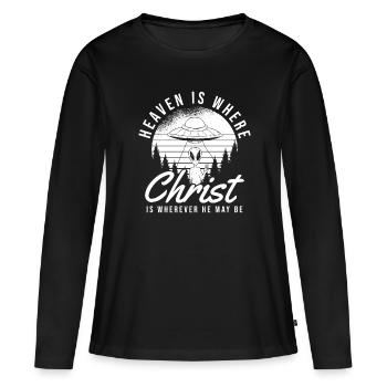Christ Christianity Spaceship - Women's Premium Organic Long Sleeve Shirt - black - Front - Julia (174cm)