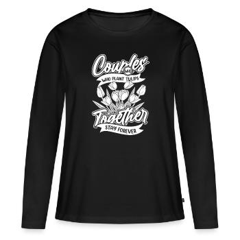 Paire de tulipes - T-shirt manches longues Premium bio Femme - noir - Devant - Julia (174cm)