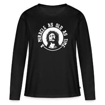 Christ Christianisme Miracle - T-shirt manches longues Premium bio Femme - noir - Devant - Julia (174cm)