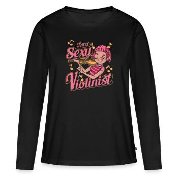 Violon Violon - T-shirt manches longues Premium bio Femme - noir - Devant - Julia (174cm)