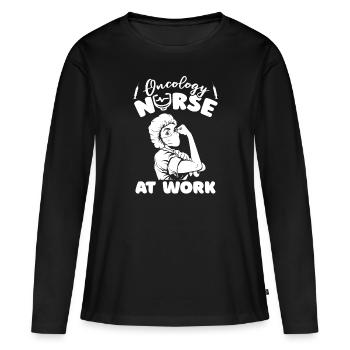 Stéthoscope infirmier - T-shirt manches longues Premium bio Femme - noir - Devant - Julia (174cm)
