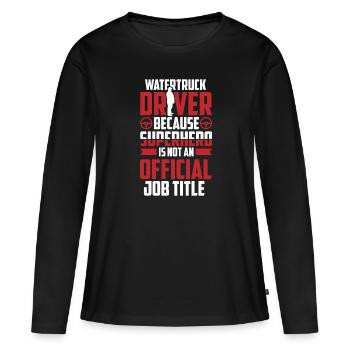Camionneur Camionneur Chauffeur de camion Superhéros - T-shirt manches longues Premium bio Femme - noir - Devant - Julia (174cm)