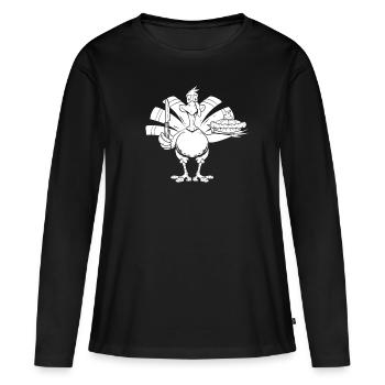 Action de grâce - T-shirt manches longues Premium bio Femme - noir - Devant - Julia (174cm)