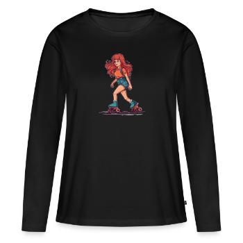 Patins à roulettes Patinage à roulettes Patinage à roulettes Filles - T-shirt manches longues Premium bio Femme - noir - Devant - Julia (174cm)