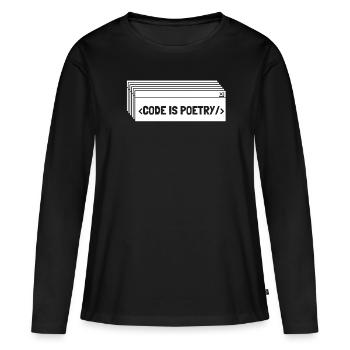Programmeur Codeur développeur - T-shirt manches longues Premium bio Femme - noir - Devant - Julia (174cm)