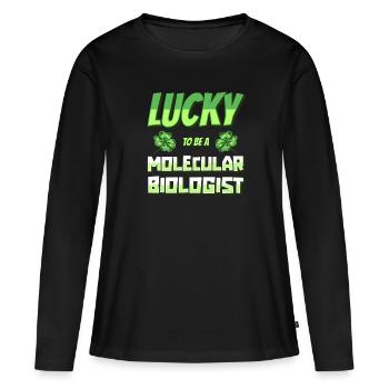 Biologie Biologe Glücklich Molekularbiologe - Frauen Premium Bio Langarmshirt - Schwarz - Vorne - Julia (174cm)