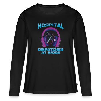 Casque d’opération du centre de contrôle des appels d’urgence - T-shirt manches longues Premium bio Femme - noir - Devant - Julia (174cm)