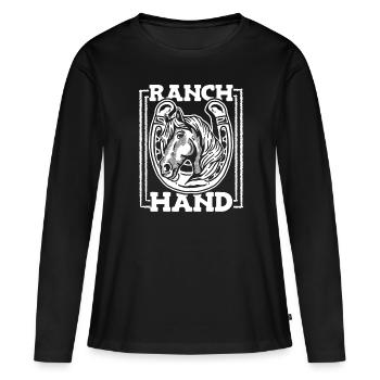 Rodeo Cowboy Hand Ranch Cowboy Ranch Hand - T-shirt manches longues Premium bio Femme - noir - Devant - Julia (174cm)