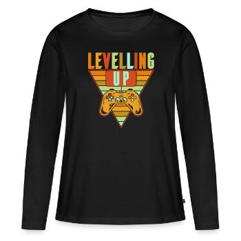 Améliorer le jeu des joueurs - T-shirt manches longues Premium bio Femme - noir - Devant - Julia (174cm)